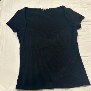 Reformation XS black ribbed top s/s